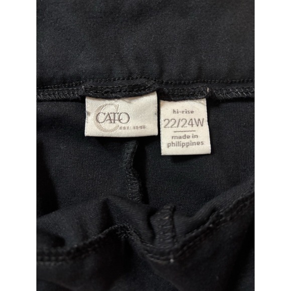 Cato Women's Pull On Hi Rise Black Straight Wide Leg Dress Pants 22/24 Office - Picture 2 of 4